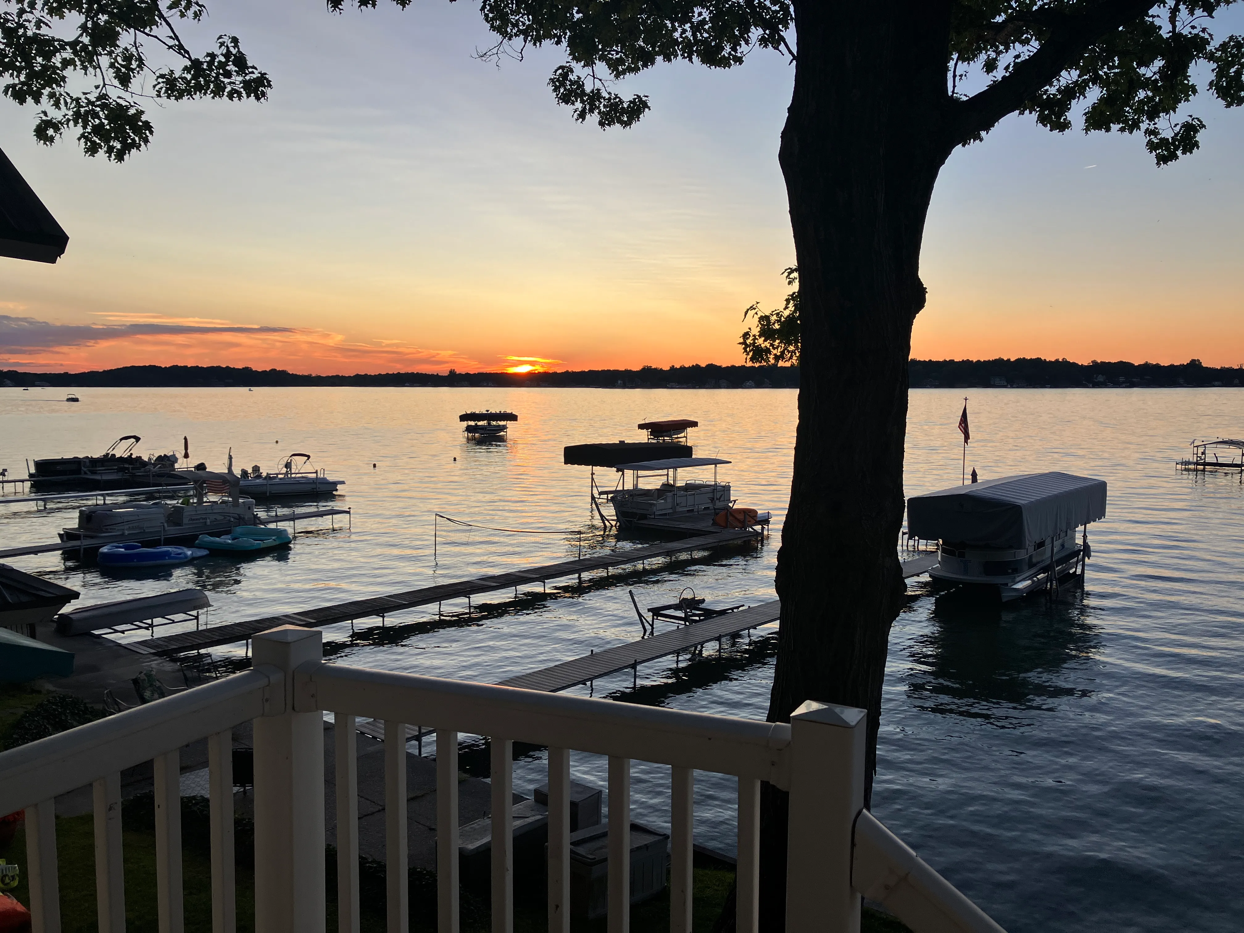 The front porch at sunset